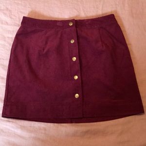Old navy burgundy corduroy button down skirt